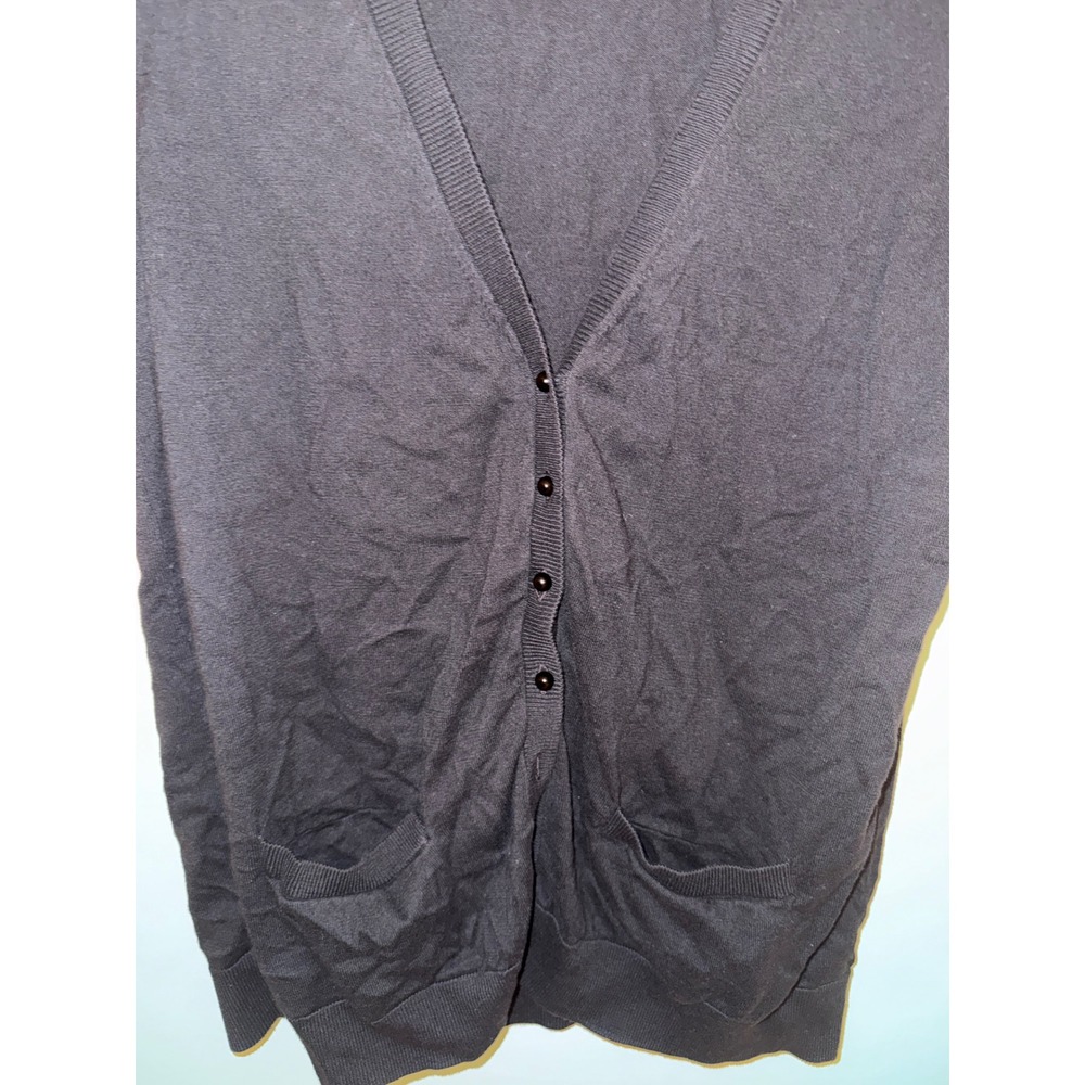 Talbots Woman Black Short Sleeve Cardigan V-Neck Button Front Sweater 1X - Picture 3 of 7